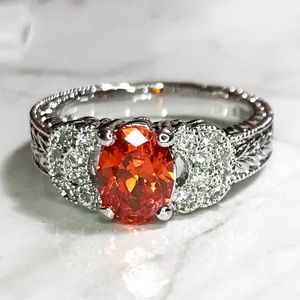 NEW Sterling Silver Orange Oval Stone Ring